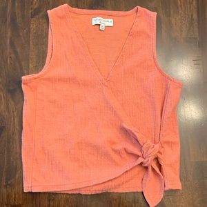 EUC Madewell Texture & Thread Wrap-tie Tank Top, rust color, size XXS